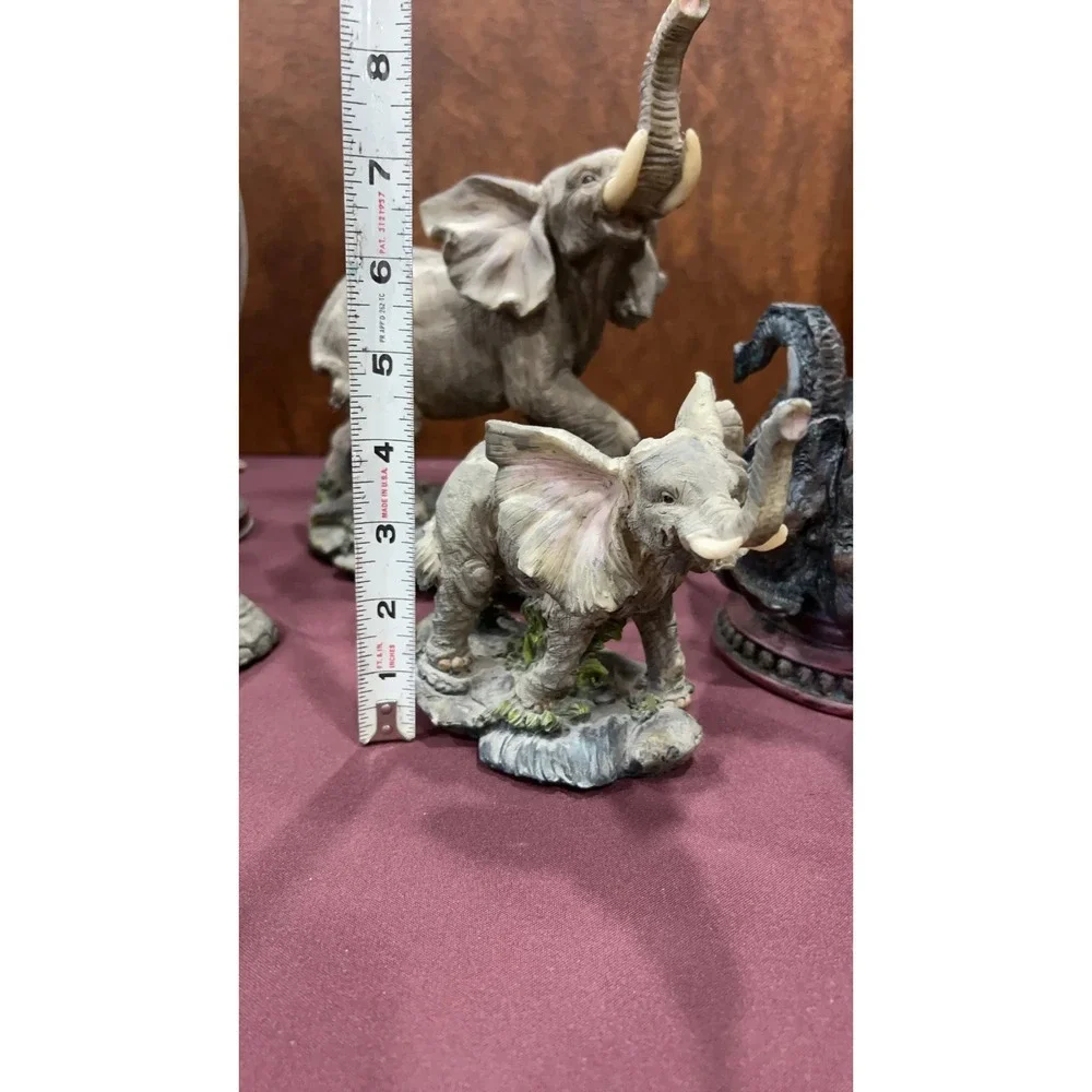 Elephant Figurine Collection – Decorative Resin Statues Mirror Piece & Accents